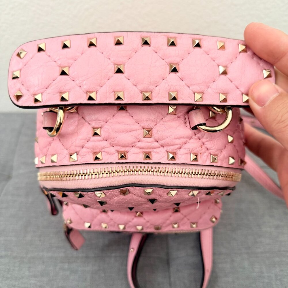 Authentic Valentino Pink Rockstud Mini Backpack Bag - Picture 6 of 12